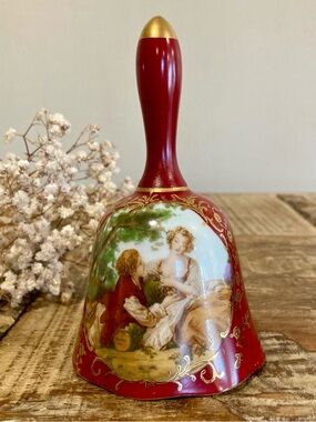 “La Morotte” Red Decorative Bell with Gold Accent R S Suhl